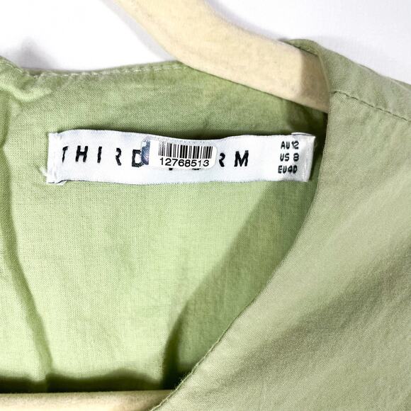 Third Form Drawn Deep Tank Maxi Dress Green Gathered Skirt Side Slit Sz 8 - Picture 9 of 13